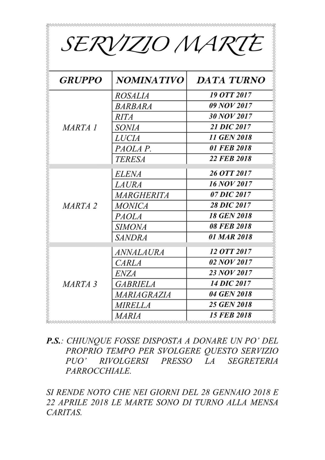 Parrocchia Beata Maria Vergine Di Loreto SERVIZIO MARTE – Parrocchia Beata Maria Vergine di Loreto